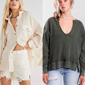 Free People Thermal Sweater and Jacket Bundle (Scout and Buttercup) size small